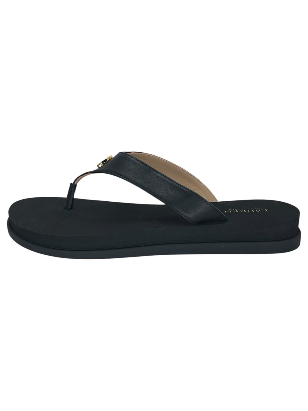 Lauren Ralph Lauren Regina Black Nappa Leather Womens Thong Sandals Size 10M - Picture 3 of 10